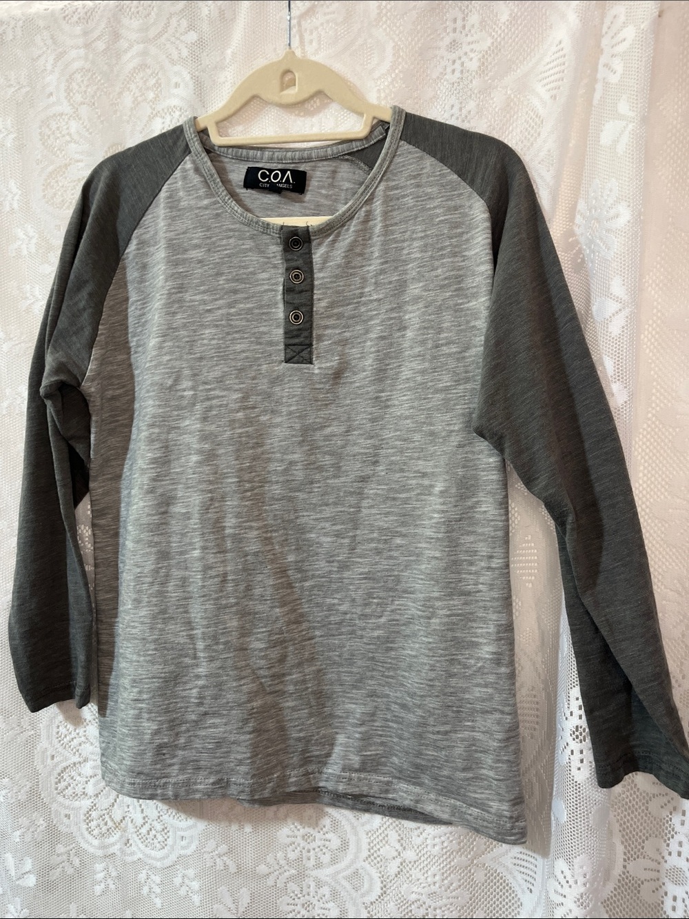😻5 for$15😻City of Angles COA Heathered Henley XL